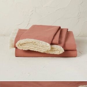 Opalhouse (Target) King size Terracotta fringe percale sheet set/pillowcases